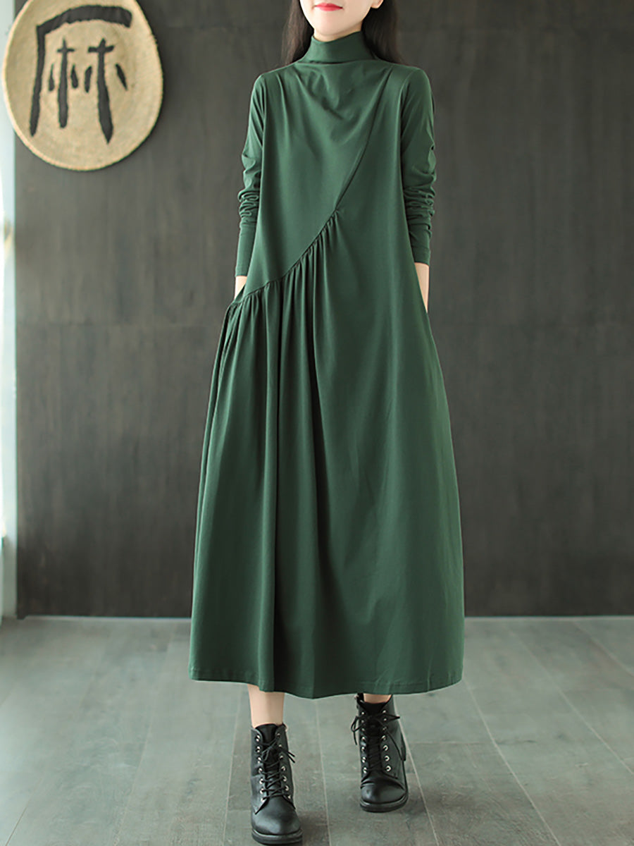 Plus Size | Drapowana sukienka z wysokim dekoltem 2