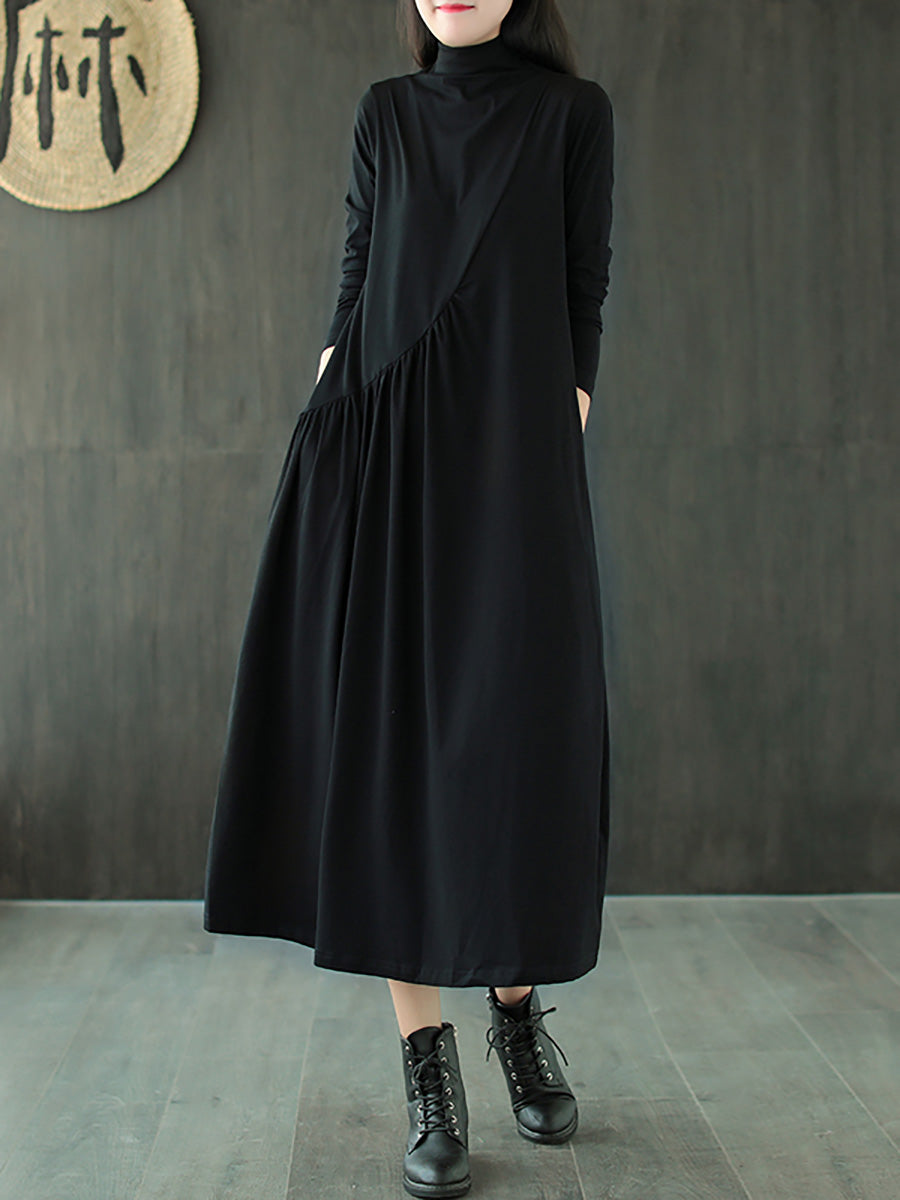 Plus Size | Drapowana sukienka z wysokim dekoltem 4