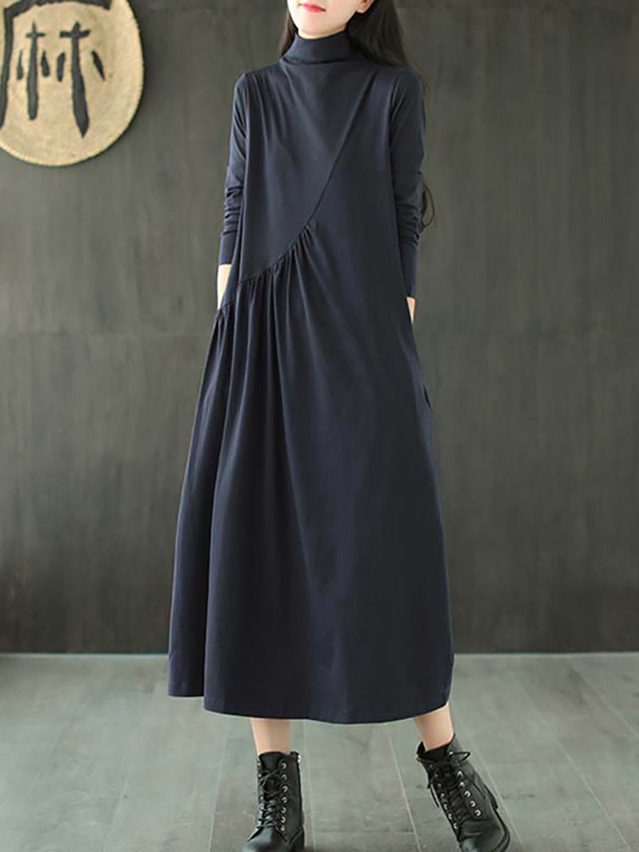 Plus Size | Drapowana sukienka z wysokim dekoltem 6