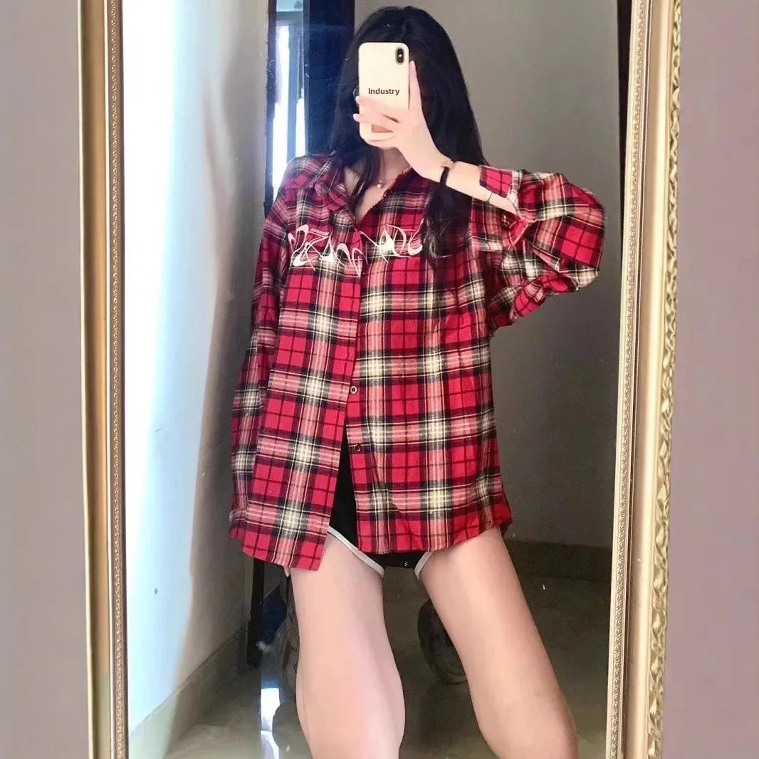 ByRoza | Koszula flanelowa w kratę zapinana na guziki