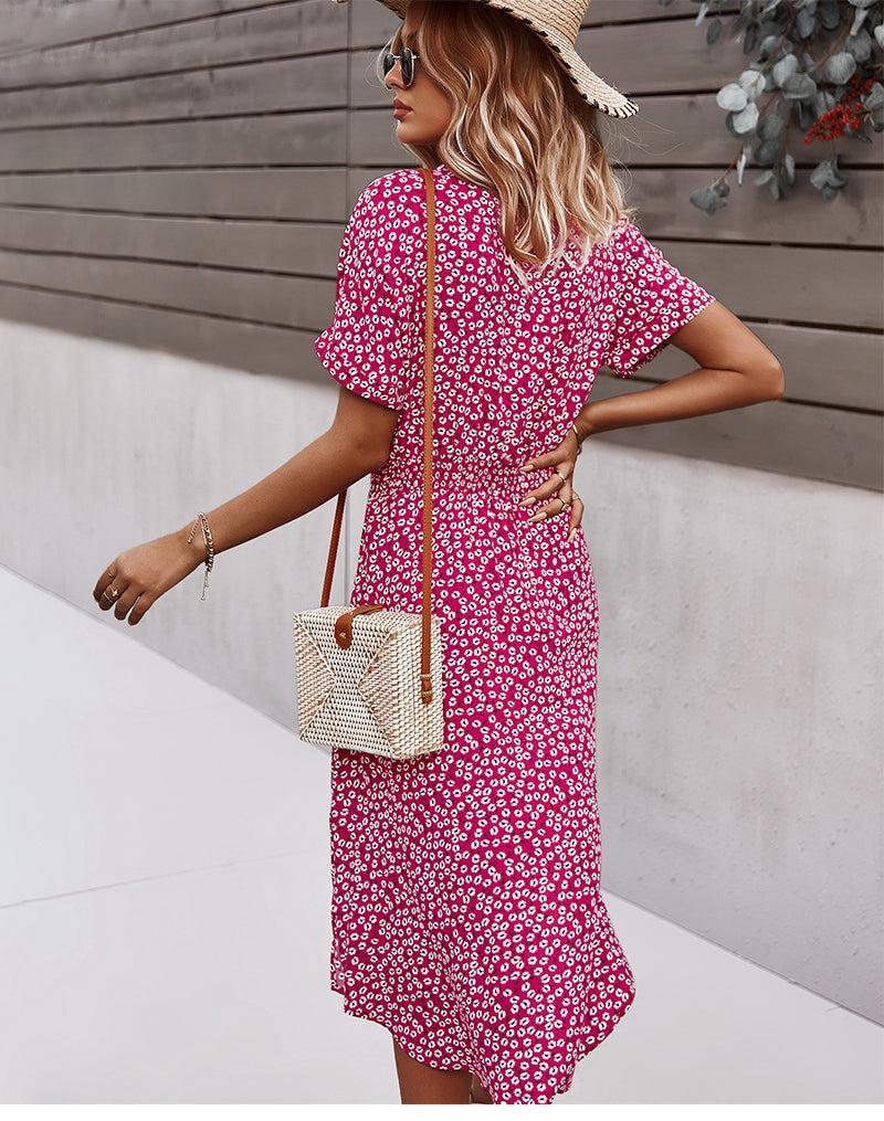 Samona I Sukienka w kwiaty zapinana na guziki