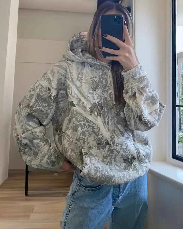 ByRoza | Oversize bluza z kapturem w kamuflażu