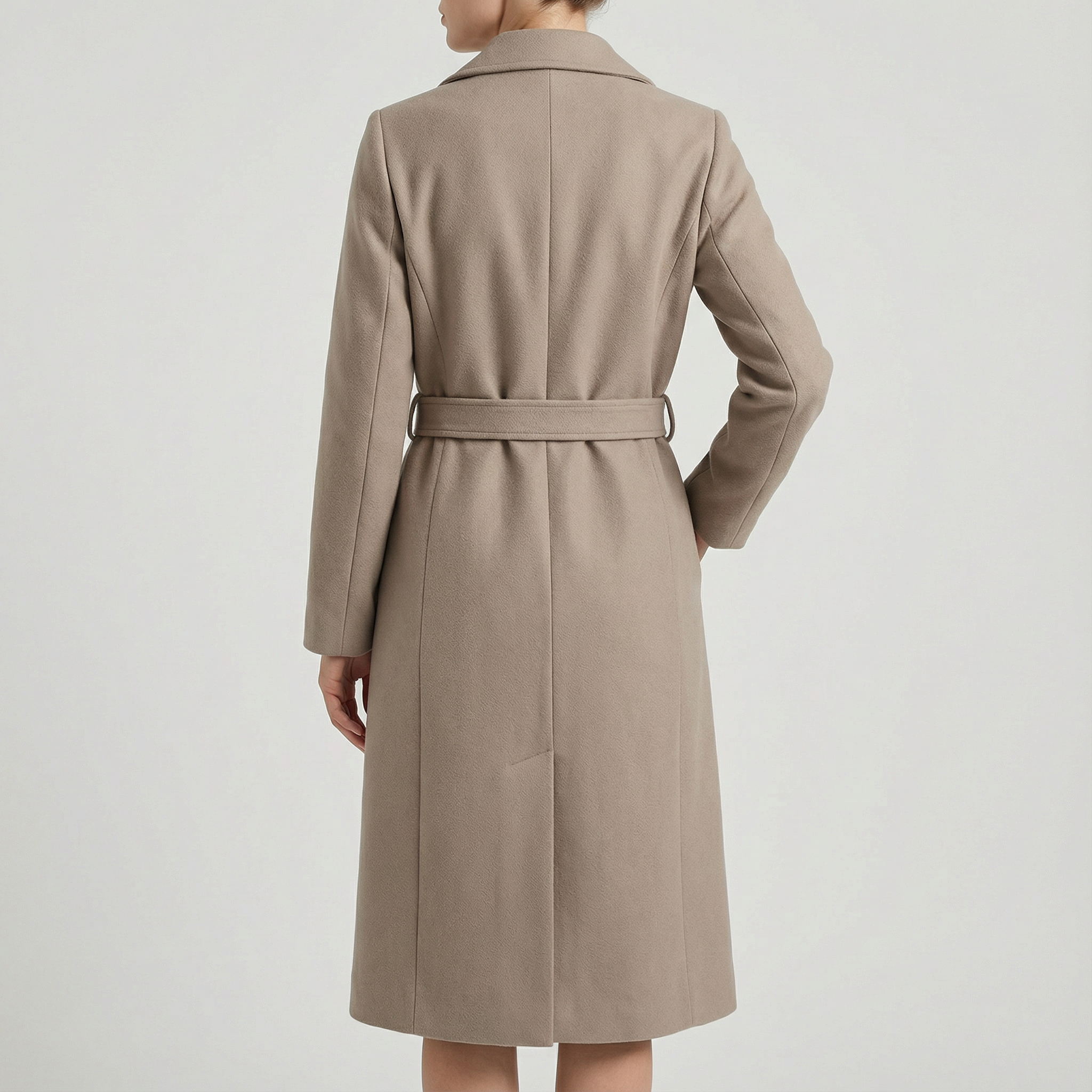 Płaszcz typu trencz z mieszanki wełny z paskiem – stylowa zimowa warstwa