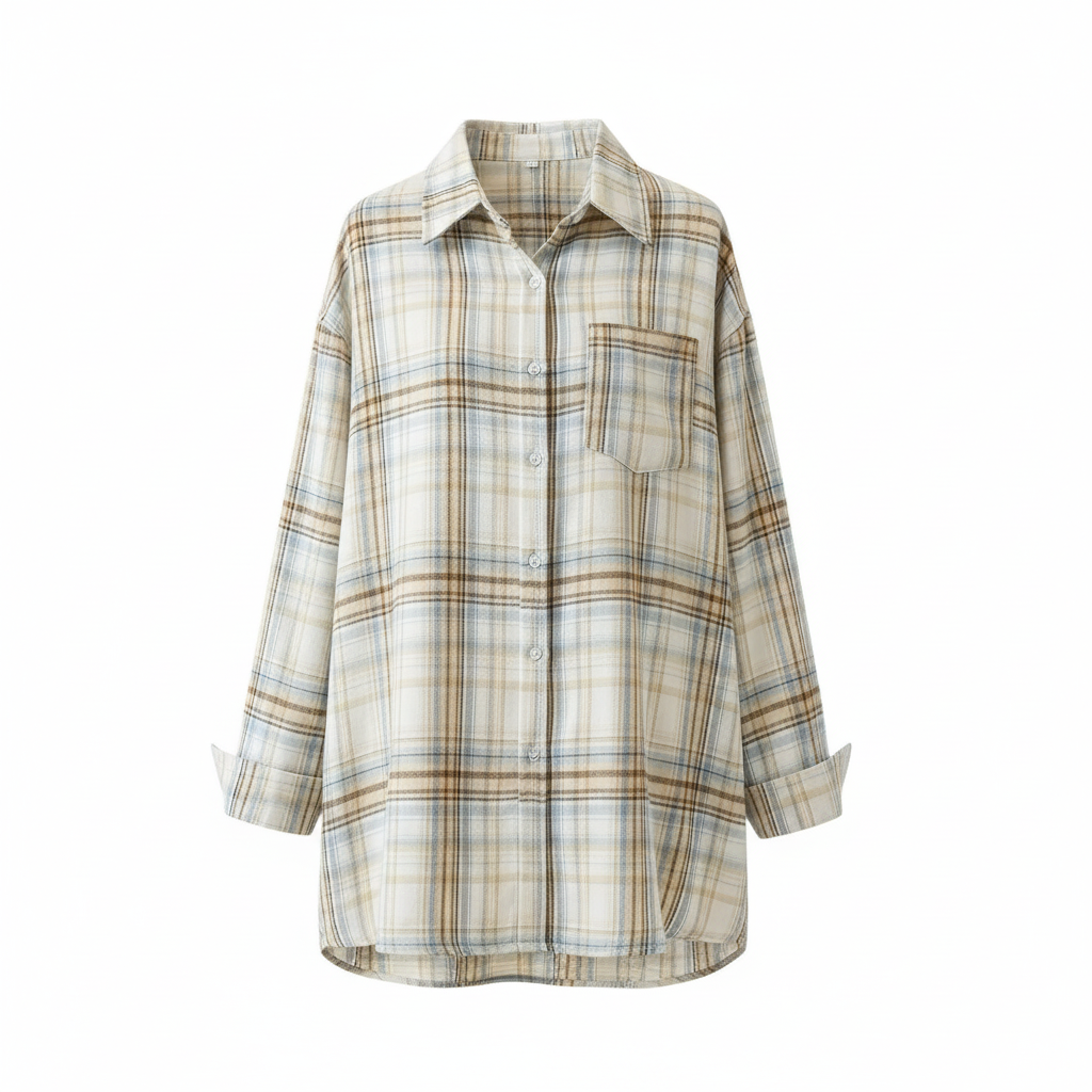 ByRoza | Koszula flanelowa w kratę zapinana na guziki