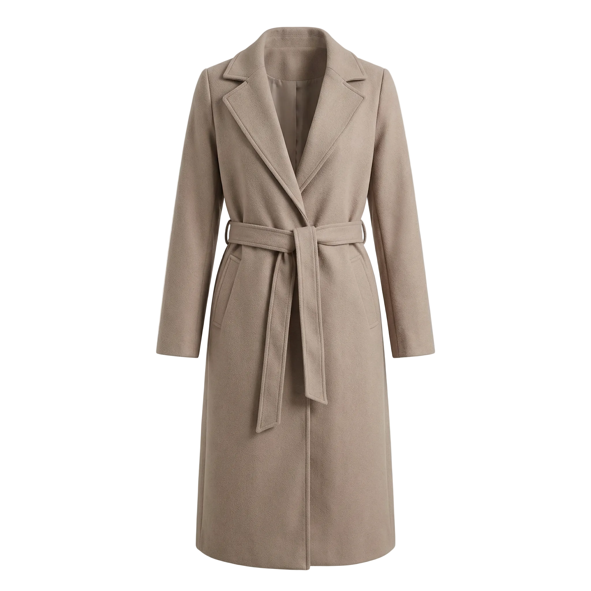 Płaszcz typu trencz z mieszanki wełny z paskiem – stylowa zimowa warstwa