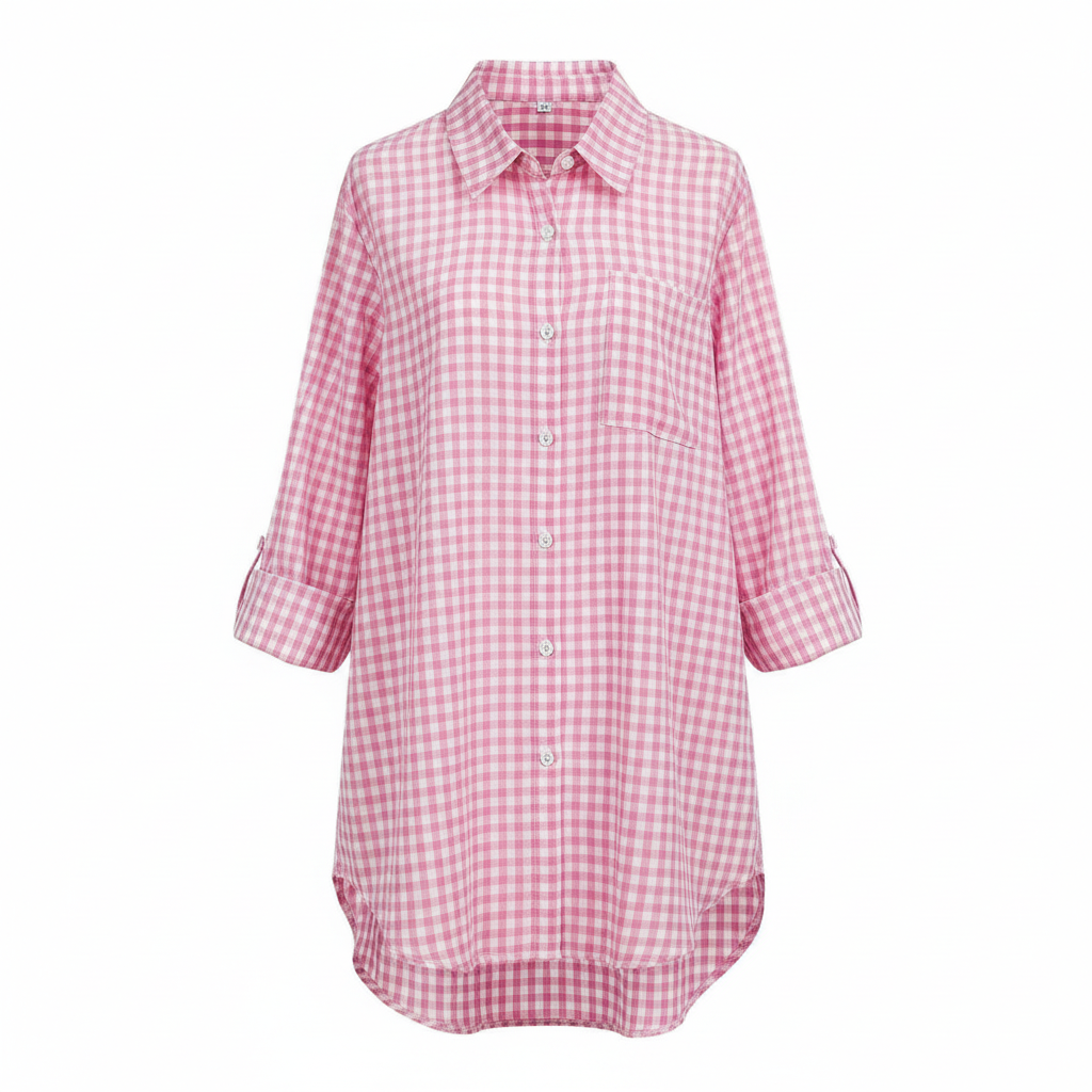 ByRoza | Koszula flanelowa z długim rękawem w kratę Gingham